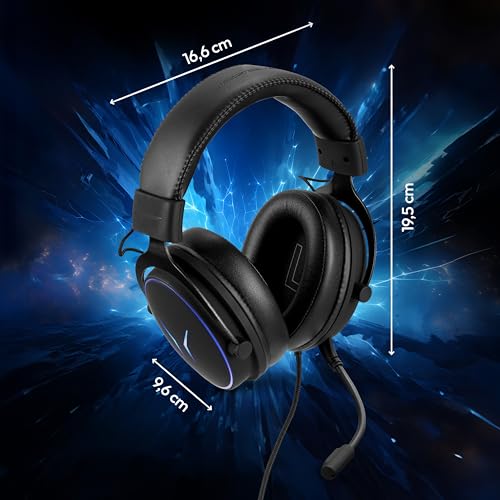 ERAZER Mage P20 Gaming Headset (240cm Kabel, Over Ear, Flexibles & abnehmbares Mikrofon, Fernbedienung, RGB Beleuchtung, 3,5mm Audio, USB, ES9260Q Soundchip) Bild 7