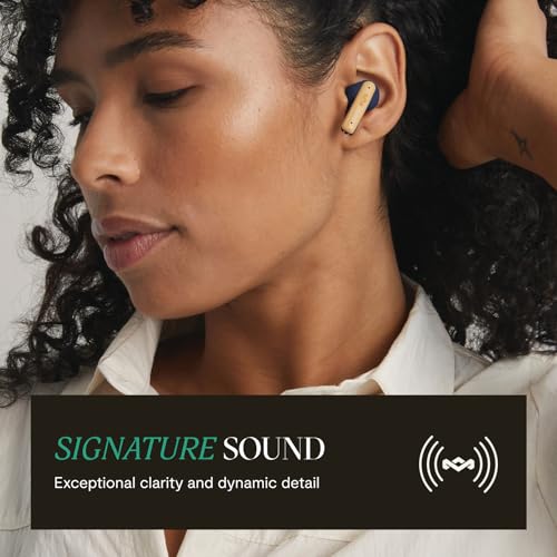 Marley Little Bird True Wireless Bluetooth Kopfhörer – IPX4 Kopfhörer kabellos mit Mikrofon, 24 Stunden Wiedergabezeit, In-Ear Ohrhörer klein, USB-C-Schnellladecase, Blau Bild 4
