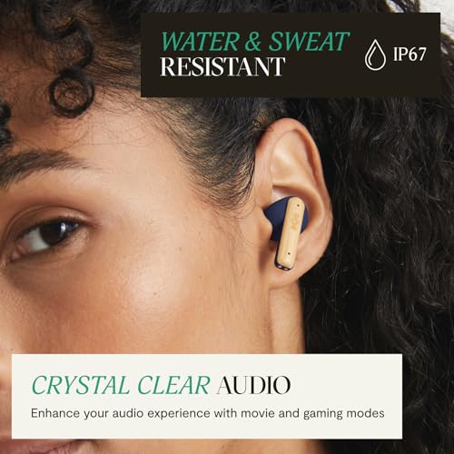 Marley Little Bird True Wireless Bluetooth Kopfhörer – IPX4 Kopfhörer kabellos mit Mikrofon, 24 Stunden Wiedergabezeit, In-Ear Ohrhörer klein, USB-C-Schnellladecase, Blau Bild 6