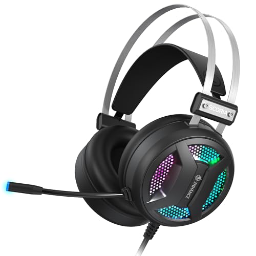 ENHANCE Gaming Scoria 2 Kabelgebundenes Headset – Kopfhörer mit 7.1 Surround-Sound, Memory-Foam-Ohrpolstern, Schnellzugriffssteuerung – Headset Mikrofon, kompatibel mit PlayStation, PC und Laptop Bild 1