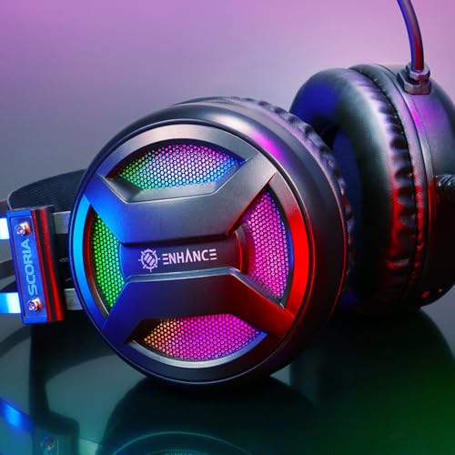 ENHANCE Gaming Scoria 2 Kabelgebundenes Headset – Kopfhörer mit 7.1 Surround-Sound, Memory-Foam-Ohrpolstern, Schnellzugriffssteuerung – Headset Mikrofon, kompatibel mit PlayStation, PC und Laptop Bild 6