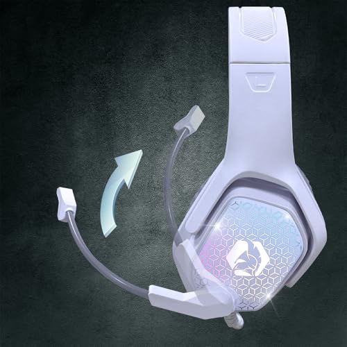 EMPIRE GAMING H-3 RGB Gamer Kopfhörer für PS5, PS4, Xbox One/Series, Switch, PC, Mac, Smartphones, Tablets, Fernbedienung, High Definition Stereo Sound, Flexibles Mikrofon, Weiß Bild 6