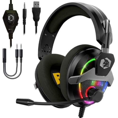 Empire Gaming H-13 RGB Kopfhörer für PS5, PS4, Xbox, Switch, PC, Mac, Smartphones, Tablets, High Definition Sound, Flexibles Mikrofon, Schwarz Bild 1