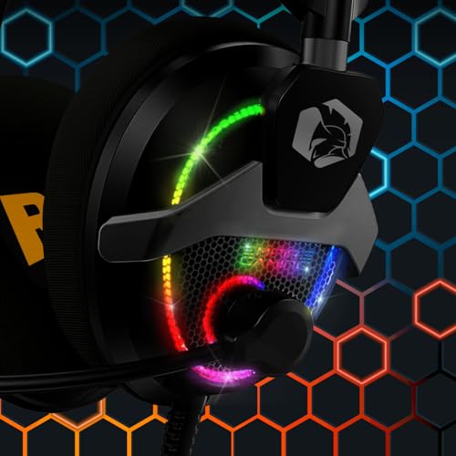 Empire Gaming H-13 RGB Kopfhörer für PS5, PS4, Xbox, Switch, PC, Mac, Smartphones, Tablets, High Definition Sound, Flexibles Mikrofon, Schwarz Bild 2