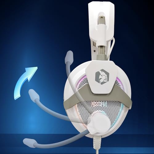 EMPIRE GAMING H-13 RGB Gamer Headset, PS5, PS4, Xbox One/Series, Switch, PC, Mac, Smartphones, Tablets, Fernbedienung, HD-Stereo-Sound, flexibles Mikrofon, Weiß Bild 6