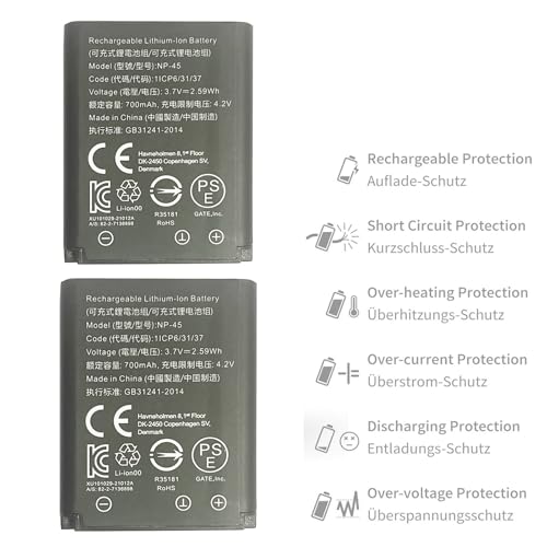 NP-45 (2PCS) ersatz akku Kompatibel mit SteelSeries Arctis Nova Pro, 61527 Wireless Bluetooth Headsets Multi-System Gaming Headset,Bosch S6EA, Bosch Nyon, 82-2-7136898 Spare Accu Pack 700mAh Bild 2