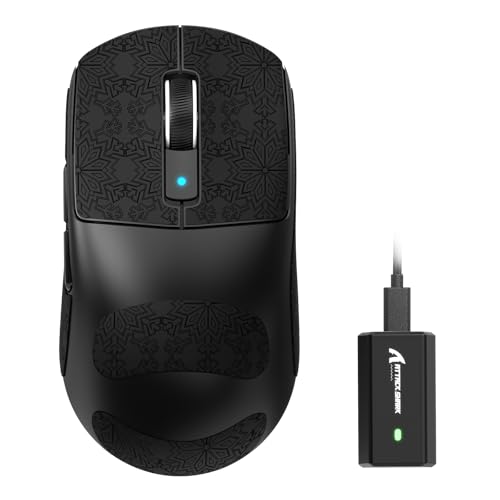 ATTACK SHARK R6 Kabellose 8-kHz-Gaming-Maus, SUPERLEICHT 39g, Nordic 52840 MCU, PixArt PAW3950MAX-Sensor, BT/2,4 G/kabelgebunden, 6 einstellbare DPI bis zu 42000, 250-mAh-Akku, PC/Mac(Schwarz + Band) Bild 1