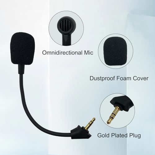Ersatz-Mikrofon Boom Mic Kompatibel mit HyperX Cloud Alpha Cloud Alpha S Pro Gaming Kopfhörer für PS4 Xbox One Computer PC Geräuschreduzierung, Flexibel Microphone 3,5 mm Jack Bild 6