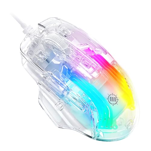 ENHANCE Theorem 3 Weiße Gaming-Maus – Kabelgebundene Maus für PC mit 7 Programmierbaren Tasten, Einstellbare 7200 DPI, Ergonomische Gaming-Maus mit klarem Design – Software für LEDs, Makros Bild 1