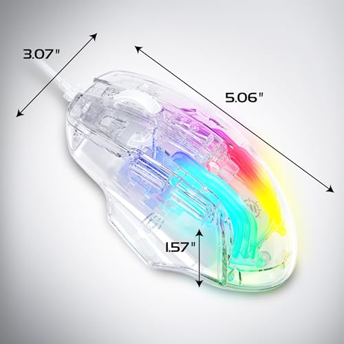 ENHANCE Theorem 3 Weiße Gaming-Maus – Kabelgebundene Maus für PC mit 7 Programmierbaren Tasten, Einstellbare 7200 DPI, Ergonomische Gaming-Maus mit klarem Design – Software für LEDs, Makros Bild 2