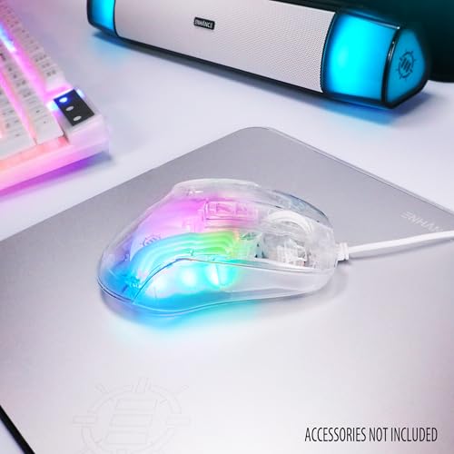 ENHANCE Theorem 3 Weiße Gaming-Maus – Kabelgebundene Maus für PC mit 7 Programmierbaren Tasten, Einstellbare 7200 DPI, Ergonomische Gaming-Maus mit klarem Design – Software für LEDs, Makros Bild 4