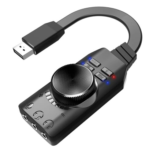 Namvo USB-Soundkarte, virtueller 7.1-Surround-Sound, externer USB-Soundkartenadapter mit PUBG-Soundeffekten für PC/Mac/Gaming-Headset Bild 1