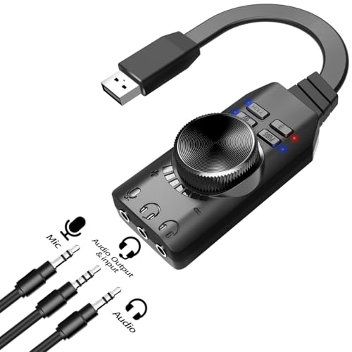 Namvo USB-Soundkarte, virtueller 7.1-Surround-Sound, externer USB-Soundkartenadapter mit PUBG-Soundeffekten für PC/Mac/Gaming-Headset Bild 6