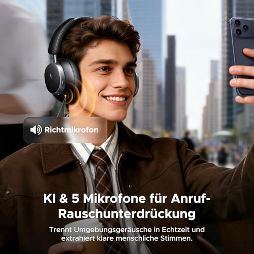 UGREEN Studio Pro kopfhörer Kabellos Bluetooth Over Ear mit Hybrid Adaptive Active Noise Cancelling, Bluetooth 6.0, Hi-Res Dual, LDAC, 120h Spielzeit, Spatial Audio, EQ in App, Duale Verbindung Bild 4