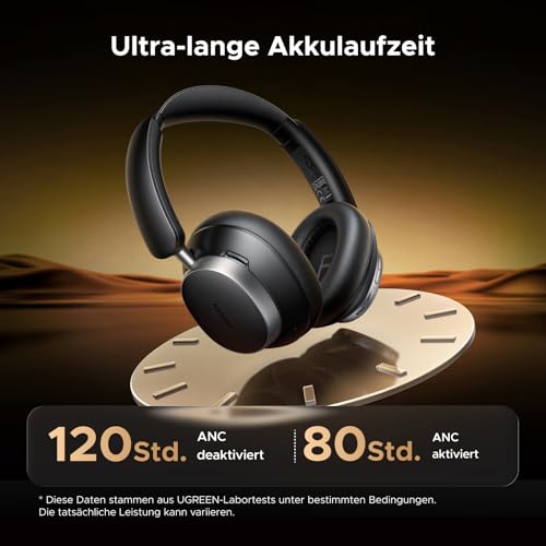 UGREEN Studio Pro kopfhörer Kabellos Bluetooth Over Ear mit Hybrid Adaptive Active Noise Cancelling, Bluetooth 6.0, Hi-Res Dual, LDAC, 120h Spielzeit, Spatial Audio, EQ in App, Duale Verbindung Bild 5