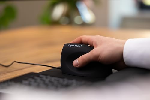 Ergonomische Vertikale Maus für Rechtshänder - 3-Tasten USB Plug&Play - Maus Ergonomisch für Handgelenk Entlastung - 800 DPI - Kompatibel mit Windows & Mac - Schwarz Bild 5