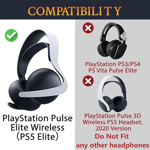 SOULWIT Ersatz Ohrpolster für Sony Playstation PS5 Pulse Elite Wireless Kopfhörern, Ersatzpolster mit weicherem Protein-Leder, Geräuschisolierendem Schaum Bild 2
