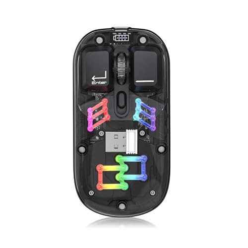 Cuifati Kabellose Gaming-Maus, Einzigartige Computermaus mit Transparentem Gehäuse, BT 5.0/2.4G 2-Modus USB Ergonomische Optische Mäuse, RGB-Beleuchtung, 3 DPI-Stufen, Wiederaufladbare Bild 1