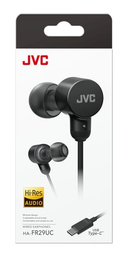 JVC HA-FR29UC-B - USB-C Ohrhörer, DA-Wandler, Hi-Res-Audio, Mikrofon mit Stummschaltung, Bequeme Silikon-Ohrstöpsel, 3-Tasten-Fernbedienung, Plug & Play für PC/Smartphone/Gaming, Farbe Schwarz Bild 5
