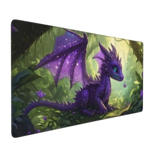Gaming Mauspad Lila Mauspad XXL 700x400x3mm XXL Mousepad Drachen Schreibtischunterlage, mit Anti Rutsch Basis Mouse Pad, Wasserdicht, Langlebig Desk Mat für Tastatur und Maus, Gaming Zubehör G4-570 Bild 1