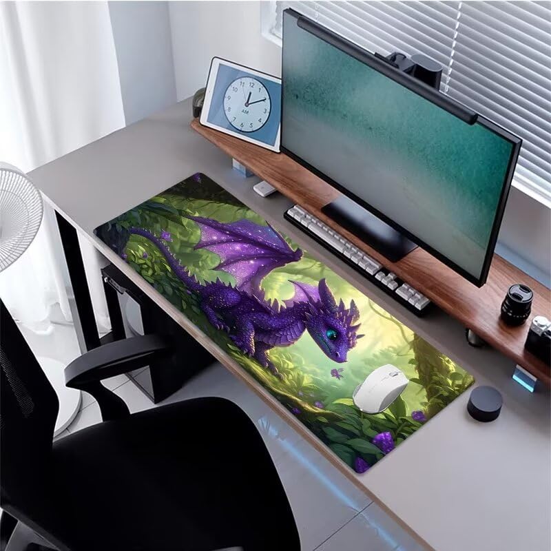 Gaming Mauspad Lila Mauspad XXL 700x400x3mm XXL Mousepad Drachen Schreibtischunterlage, mit Anti Rutsch Basis Mouse Pad, Wasserdicht, Langlebig Desk Mat für Tastatur und Maus, Gaming Zubehör G4-570 Bild 2