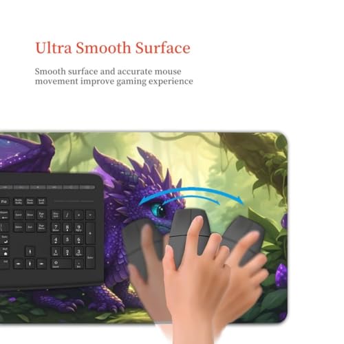 Gaming Mauspad Lila Mauspad XXL 700x400x3mm XXL Mousepad Drachen Schreibtischunterlage, mit Anti Rutsch Basis Mouse Pad, Wasserdicht, Langlebig Desk Mat für Tastatur und Maus, Gaming Zubehör G4-570 Bild 7