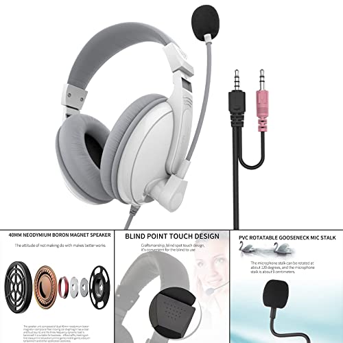 Bass Stereo Over-Ear-Gaming-Headset, kabelgebunden, 3,5 mm, Kopfhörer mit Mikrofon für Kinder, Blau/Schwarz (Weiß) Bild 2