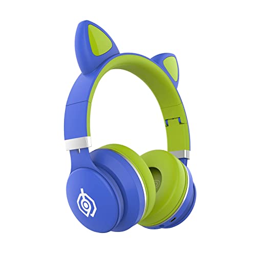Stereo-Gaming-Headset mit Mikrofon für PC, Handy, Sound, Katzenohr-Kopfhörer, leicht, selbstjustierend, Over-Ear-Büro-Kopfhörer, Blaugrün, 150 x 100 x 50 mm, Blaugrün, 150 x 100 x 50 mm Bild 1