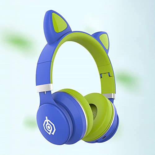 Stereo-Gaming-Headset mit Mikrofon für PC, Handy, Sound, Katzenohr-Kopfhörer, leicht, selbstjustierend, Over-Ear-Büro-Kopfhörer, Blaugrün, 150 x 100 x 50 mm, Blaugrün, 150 x 100 x 50 mm Bild 4