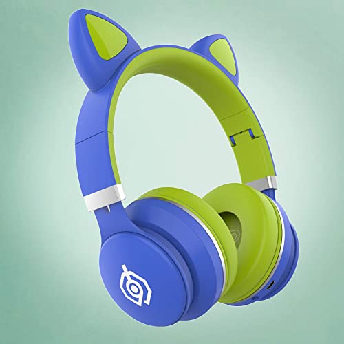 Stereo-Gaming-Headset mit Mikrofon für PC, Handy, Sound, Katzenohr-Kopfhörer, leicht, selbstjustierend, Over-Ear-Büro-Kopfhörer, Blaugrün, 150 x 100 x 50 mm, Blaugrün, 150 x 100 x 50 mm Bild 5