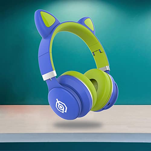 Stereo-Gaming-Headset mit Mikrofon für PC, Handy, Sound, Katzenohr-Kopfhörer, leicht, selbstjustierend, Over-Ear-Büro-Kopfhörer, Blaugrün, 150 x 100 x 50 mm, Blaugrün, 150 x 100 x 50 mm Bild 6