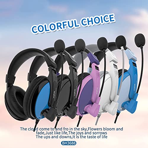 Bass Stereo Over-Ear-Gaming-Headset, kabelgebunden, 3,5 mm, Kopfhörer mit Mikrofon für Kinder, Grau/Violett Bild 3