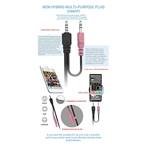 Bass Stereo Over-Ear-Gaming-Headset, kabelgebunden, 3,5 mm, Kopfhörer mit Mikrofon für Kinder, Grau/Violett Bild 5
