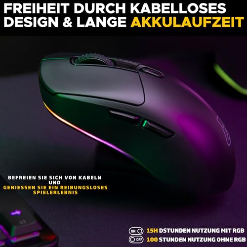 The G-Lab – Kult Titanium – Kabellose Gaming-Maus Bluetooth / 2.4 GHz/Kabel – Triple-Modus, 100h Akkulaufzeit, RGB, 12.000 DPI – 100% personalisierbare für PC, PS4,PS5,Xbox – New Bild 3