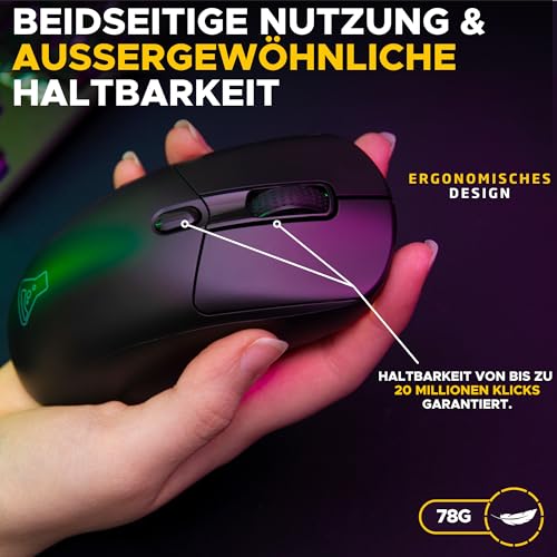 The G-Lab – Kult Titanium – Kabellose Gaming-Maus Bluetooth / 2.4 GHz/Kabel – Triple-Modus, 100h Akkulaufzeit, RGB, 12.000 DPI – 100% personalisierbare für PC, PS4,PS5,Xbox – New Bild 5
