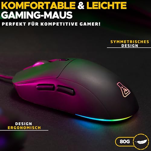 THE G-LAB – Kult Cobalt – Kabelgebundene Gaming-Maus USB - Reaktiver Sensor bis zu 12.800 DPI, Leichtgewicht, 6 Tasten, Anpassbares RGB – 100% personalisierbare Gaming-Maus – PC/PS4/PS5/Xbox Bild 2