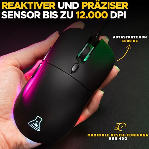 THE G-LAB – Kult Cobalt – Kabelgebundene Gaming-Maus USB - Reaktiver Sensor bis zu 12.800 DPI, Leichtgewicht, 6 Tasten, Anpassbares RGB – 100% personalisierbare Gaming-Maus – PC/PS4/PS5/Xbox Bild 3