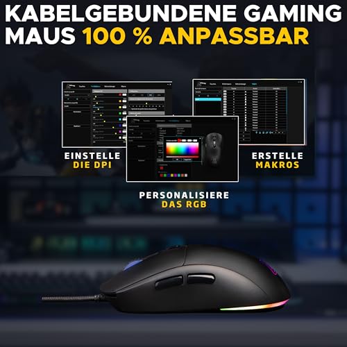 THE G-LAB – Kult Cobalt – Kabelgebundene Gaming-Maus USB - Reaktiver Sensor bis zu 12.800 DPI, Leichtgewicht, 6 Tasten, Anpassbares RGB – 100% personalisierbare Gaming-Maus – PC/PS4/PS5/Xbox Bild 4