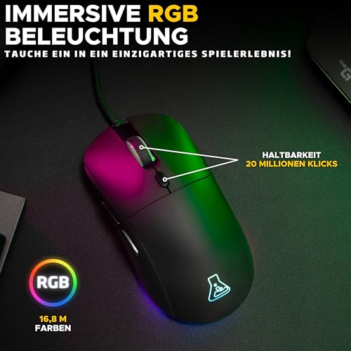 THE G-LAB – Kult Cobalt – Kabelgebundene Gaming-Maus USB - Reaktiver Sensor bis zu 12.800 DPI, Leichtgewicht, 6 Tasten, Anpassbares RGB – 100% personalisierbare Gaming-Maus – PC/PS4/PS5/Xbox Bild 5