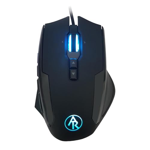LC-POWER Gaming Maus 10800 DPI mit 12 programmierbaren Tasten – Allroyals AR-M1 | RGB | Gewicht anpassbar | 1000 Hz | USB | Schwarz Bild 1
