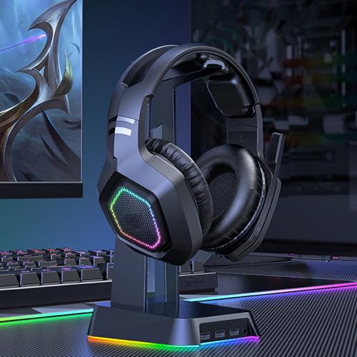 LiebeWH PC-Gaming-Headset, ABS-Kopfbügel, Gaming-Kopfhörer, Aktive Geräuschunterdrückung mit 3 Modi, Verbindung für (Black) Bild 5