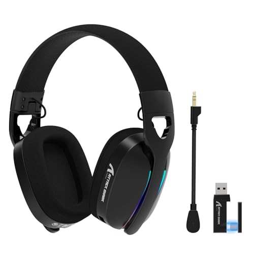 ATTACK SHARK L90 Ultraleichtes Kabelloses Gaming-Headset, BT, 2.4G, 3.5mm, RGB Faltbar, 7.1 Surround Sound Over-Ear Kopfhörer mit Abnehmbarem Geräuschunterdrückendem Mikrofon, für PC, Mobil - Schwarz Bild 1