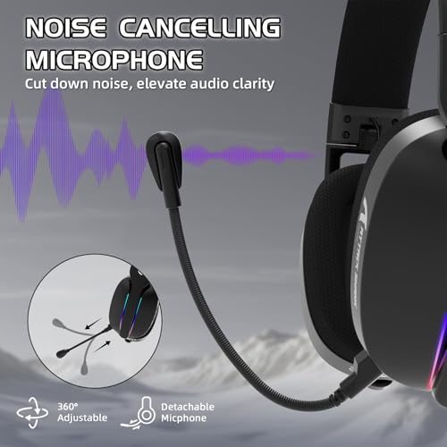ATTACK SHARK L90 Ultraleichtes Kabelloses Gaming-Headset, BT, 2.4G, 3.5mm, RGB Faltbar, 7.1 Surround Sound Over-Ear Kopfhörer mit Abnehmbarem Geräuschunterdrückendem Mikrofon, für PC, Mobil - Schwarz Bild 6
