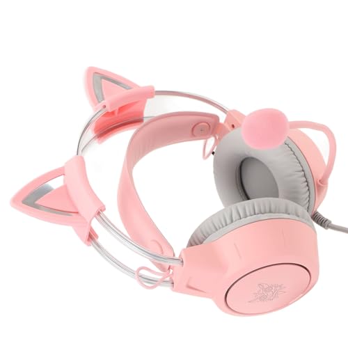 Katzenohr für Spiele, Kopfhörer mit RGB-Licht, verstellbares Kopfband, kabelgebundenes Gaming-Headset mit Mikrofon für PC, tragbare Spielekonsole Bild 3