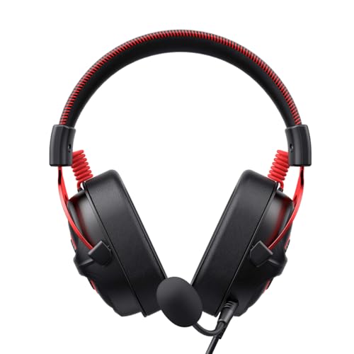 havit H2002E Pro Gaming-Kopfhörer, 60-mm-Lautsprecher, 3,5-mm-Klinkenstecker, abnehmbares Mikrofon, Schwarz/Rot Bild 3