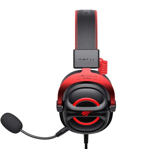 havit H2002E Pro Gaming-Kopfhörer, 60-mm-Lautsprecher, 3,5-mm-Klinkenstecker, abnehmbares Mikrofon, Schwarz/Rot Bild 4