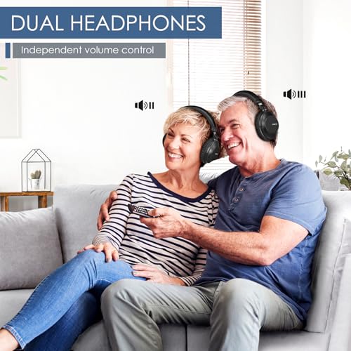 SIMOLIO Duo Kabelloser TV Kopfhörer zum Fernseher, Funkkopfhörer mit Kino & Dialogmodus, Bluetooth & TV Modus, Keine Verzögerung, Bypass zu Soundbar, Lautstärkeregler, 164FT/50M Reichweite, 737D Plus Bild 3