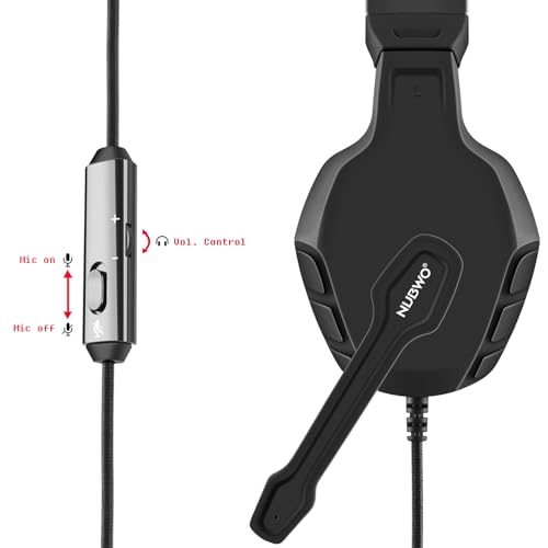NUBWO U3 Gaming-Headset mit Mikrofon für PC, PS4, PS5, Xbox1, Mac, Switch, kabelgebundene Over-Ear-Gaming-Kopfhörer mit Mikrofon, klarer Anruf, leicht & Inline-Steuerung, Blau Bild 6