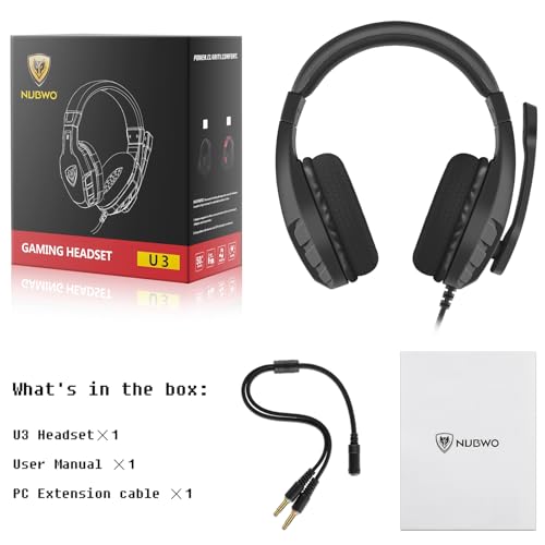 NUBWO U3 Gaming-Headset mit Mikrofon für PC, PS4, PS5, Xbox1, Mac, Switch, kabelgebundene Over-Ear-Gaming-Kopfhörer mit Mikrofon, klarer Anruf, leicht & Inline-Steuerung, Blau Bild 7