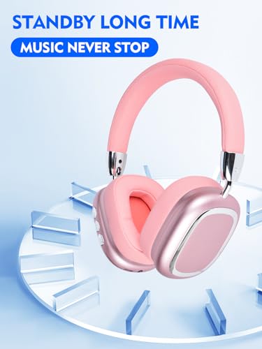 Micool Drahtloser Faltbarer Kopfhörer, Over-Ear Bluetooth Kopfhörer, Noise Cancelling Bluetooth Kopfhörer mit HiFi Stereo, Leichtes Gaming Headset mit Mikrofon, Einstellbarer On Ear Kopfhörer (pink) Bild 2